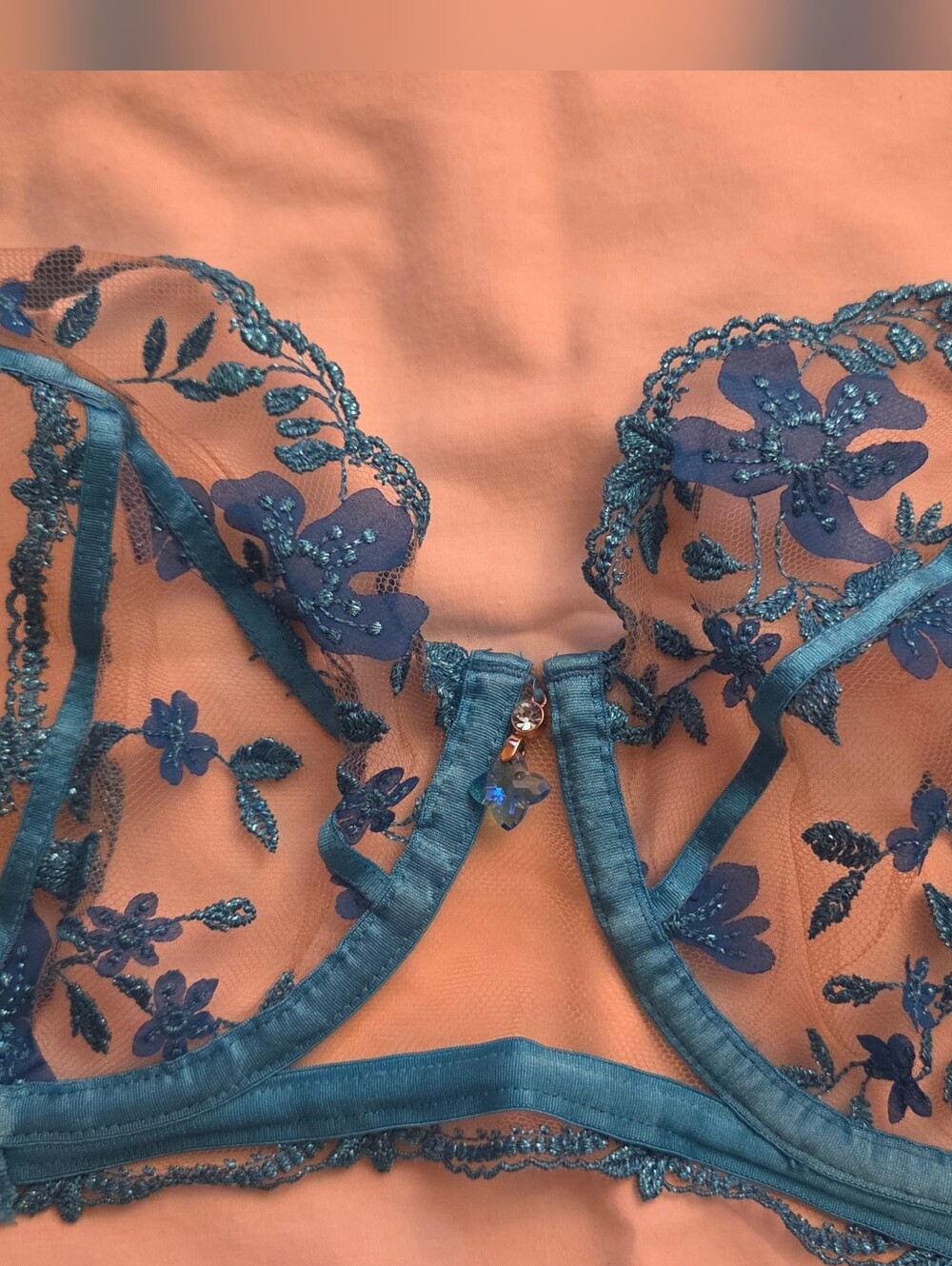Honey Birdette Sabrina Turquoise Blue Bra - Size 34G US (NWOT)
